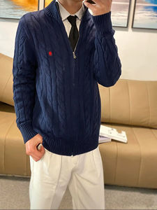 Maglione da <span class=keywords><strong>uomo</strong></span> lavorato a Zip a maglia Slim Fit <span class=keywords><strong>con</strong></span> <span class=keywords><strong>cerniera</strong></span> e Logo ricamato <span class=keywords><strong>con</strong></span> tasche - Product Image 2