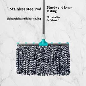 Mopa <span class=keywords><strong>de</strong></span> suelo con mango <span class=keywords><strong>de</strong></span> acero y cabezal redondo <span class=keywords><strong>de</strong></span> algodón, diseño retorcido rectangular con color <span class=keywords><strong>para</strong></span> limpieza del hogar - Product Image 3