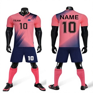 Conjunto de Camiseta de Fútbol para Hombre, Degradado Rosa y Azul, Cuello en V, Manga Corta, Poliéster que Absorbe la Humedad, Nombre y Número del Equipo Personalizados, Número 10 - Product Image 1