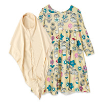 Ensemble de 3 pièces pour enfants, taille maxi, style islamique, Dubaï, Moyen-Orient, imprimé floral musulman, robes abaya avec hijab, vêtements traditionnels pour petites filles