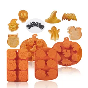 Halloween soap candle candy muffins chocolates mold silicone cake mold with pumpkin spider net brain