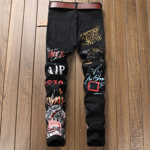 Mode Heren Denim <span class=keywords><strong>Jeans</strong></span> Man Slanke Patch Katoenen Letterprint Heren <span class=keywords><strong>Jeans</strong></span> Broek - Product Image 2