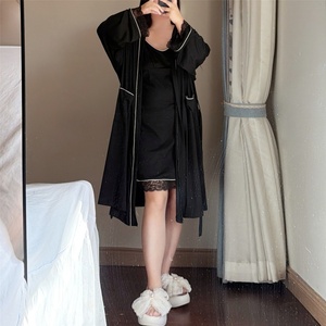 Ensemble de lingerie grande taille pour femmes : une nuisette en dentelle imprimée, chaude, pure et séduisante, avec une <span class=keywords><strong>robe</strong></span> assortie, une tenue de maison tentante - Product Image 1