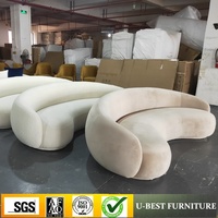 Furnitur Ruang Tamu Modern Bergaya, Sofa Kursi Santai Berlapis Beludru dengan Busa Kepadatan Tinggi dan Sandaran Lengkung