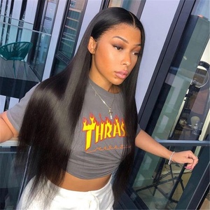 Invisibile Nodi Candeggiati Del Merletto Lungo Rettilineo Brasiliani Del Virgin Dei Capelli Umani Falso <span class=keywords><strong>Parrucca</strong></span> Cuoio Capelluto - Product Image 5