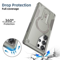 Funda Resistente con Soporte para Galaxy S25 Ultra, Compatible con Carga Inalámbrica, Cubierta Metálica para Samsung S25 Ultra, Soporte para Teléfono Móvil