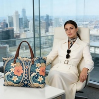 Sac à main pour femme en cuir PU à imprimé floral Art déco tropical personnalisé, grande capacité avec longues poignées d'épaule