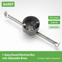 Caja de Conexiones Eléctrica BAREP ETLus UL514C de 1 Grupo, PC/PVC, UL94 V0, Gris, con Cubierta para Tomacorriente
