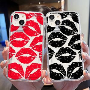 Cute Girls <span class=keywords><strong>Kiss</strong></span> Lips Print Design Clear TPU Air Bumper Phone Case para iPhone 14 Pro Max 13 12 11 Funda suave - Product Image 1