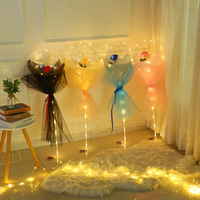 Ballons transparents en hélium pour mariage, anniversaire, Nouvel An, Saint-Valentin, ballons lumineux LED, bouquet de roses