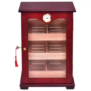 Countertop Cigar Display Cabinet Box Cigar Humidor For Personal And Commercial With 3 Glass Sides & Angled Trays