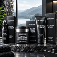 Kit de Soins Masculins Fermentés : Roll-on Contour des Yeux à la Caféine, Crème Hydratante aux Peptides, Nettoyant Contrôle Sébum – Prêt à la Vente au Détail et en Gros