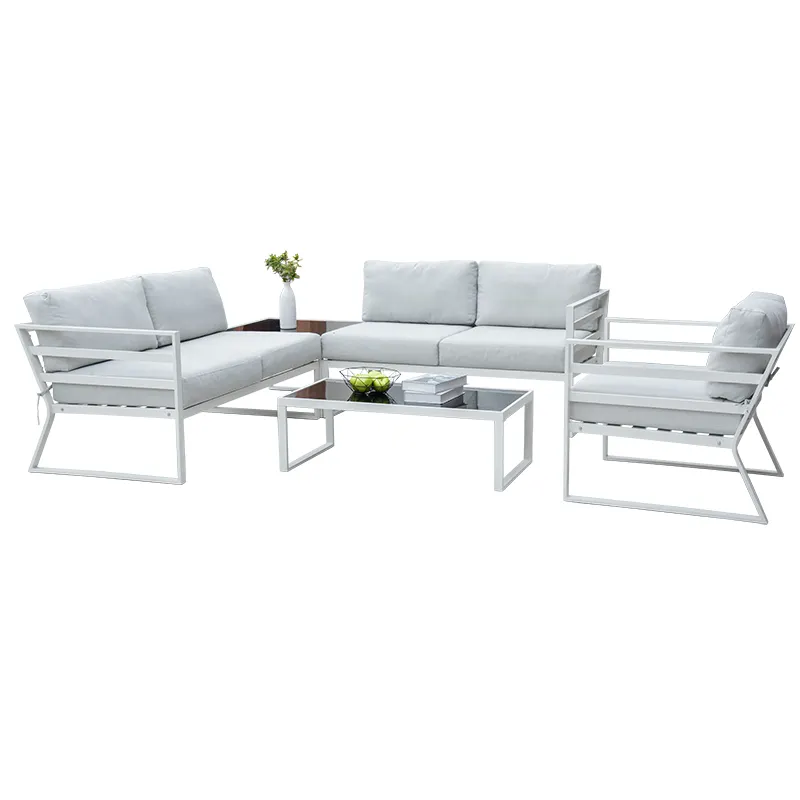 Minimalister Design-Stil 5-teiliges Set Anti-Rutsch Outdoor Garten langlebiges Aluminiummöbel Ecksofa-Set