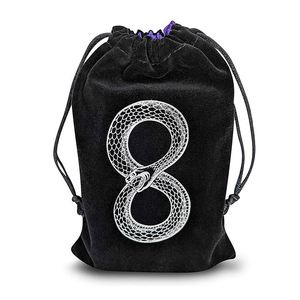 Custom Printed Mythical Serpent Tarot Dice Bag Black Velvet Satin <b>Drawstring</b> Pouch Runes Jewelry Travel Gift Bag - Product Image 1