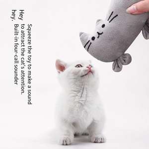 Jouet BB en <span class=keywords><strong>peluche</strong></span> durable et écologique pour animaux de compagnie Modèle de <span class=keywords><strong>chat</strong></span> d'expression de style dessin animé avec fonction de meulage résistant aux morsures - Product Image 2