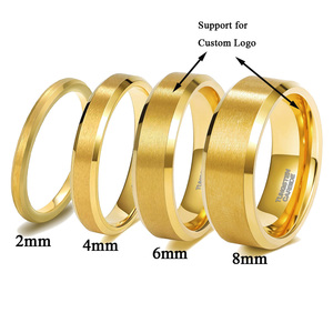 แหวนทังสเตนชุบทอง 2/4/6/8 มม. ขายดี สำหรับผู้ชายและผู้หญิง เครื่องประดับคลาสสิกแบบกำหนดเอง แหวนแต่งงานคู่แบบขัดเงา - Product Image 5