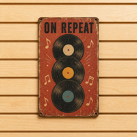 Plaque Métallique Vintage en Aluminium Effet Vieilli pour Musique, Décoration Murale Rectangulaire pour Salle de Musique ou Maison