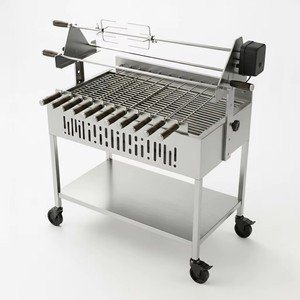 Parrilla Tradicional Griega Souvla de Acero Inoxidable, Barbacoa Cipriota Foukou a Carbón con Brochetas Giratorias Automáticas de Múltiples Niveles - Product Image 6