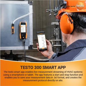 Testo 300 yanma analiz HVAC kiti yazıcı baca gazı taslak test CO metre dokunmatik ekran doğal gaz kaçak algılama 1 yıl - Product Image 6