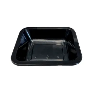 China Supplier Disposable Black Food Packaging Containers Plastic Freezer Food Cpet Tray for Meat