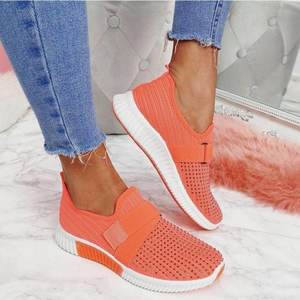 Women's Skinny Shallow Mouth Fashion Solid Colour Casual Shoes Running Walking Women's Shoes Knitted Comfortable <strong>Ladies</strong> <strong>Trainers</strong> - Product Image 5