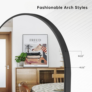 Miroir sur pied de luxe personnalisé pour la décoration de la maison, doré, arqué, pleine longueur, pour la décoration murale - Product Image 3