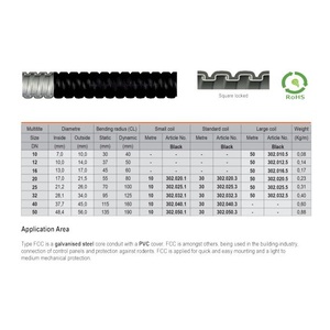 Tuyau métallique ondulé électrique <span class=keywords><strong>de</strong></span> 3/4 pouce (20 mm), acier galvanisé, revêtement PVC, conduit flexible <span class=keywords><strong>pour</strong></span> la <span class=keywords><strong>protection</strong></span> des câbles - Product Image 3