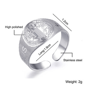 Anillo Religioso Ajustable de Acero Inoxidable 2024 con Diseño de San Benito y Jesús Exorcista - Product Image 6