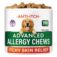 Friandises à mâcher anti-démangeaisons pour chiens, saveur porc, formule hypoallergénique, 180 unités, pour soulager les démangeaisons cutanées
