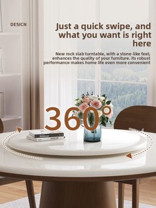 <span class=keywords><strong>Table</strong></span> à manger ronde en marbre naturel nordique avec fonction de cuisson par induction, pivotante, moderne, minimaliste, mobilier de maison de luxe léger - Product Image 4