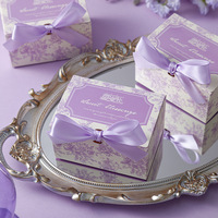 Boîte à bonbons élégante avec nœud en ruban pour fête de mariage printanière, emballage cadeau pour la fête des mères, boîte à bonbons de mariage facile à plier et à transporter