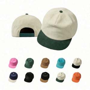 Gorra de Pana de 5 Paneles, Estilo Urbano, Vintage, Bicolor, con Letras, Visera Plana, Parte Superior Suave, Retro, Snapback, con Logotipo Personalizado, Venta al por Mayor - Product Image 1