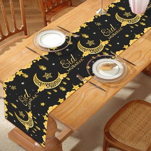 Ramadan 180*35cm <span class=keywords><strong>Chemin</strong></span> <span class=keywords><strong>de</strong></span> <span class=keywords><strong>table</strong></span> en polyester Musulman Lune Étoile <span class=keywords><strong>Eid</strong></span> <span class=keywords><strong>Mubarak</strong></span> Ramadan Festival Fournitures <span class=keywords><strong>de</strong></span> fête <span class=keywords><strong>Chemin</strong></span> <span class=keywords><strong>de</strong></span> <span class=keywords><strong>table</strong></span> noir - Product Image 1