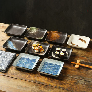 Plat en céramique de boulettes de Sushi carrées de Style japonais classique petite assiette de Sauce de soja écologique pour ensembles de dîner de Restaurant - Product Image 6