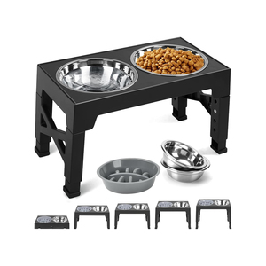 Comederos Elevados para Perros, Comedero Lento con 5 Alturas Ajustables, Ecológico, de Acero Inoxidable y Plástico ABS, para Uso en Interiores, para Perros y Gatos - Product Image 1