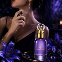 Flacon de parfum en verre royal de luxe 100 ml avec boîte, fond épais, logo personnalisé, flacon de parfum rond vide avec bouchon de luxe