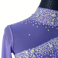 Robe de patinage artistique violette pour femmes et filles, tenue de compétition pour ballet et danse latine, avec strass pour enfants