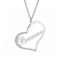 Collier personnalisé Duoying avec pendentif en forme de cœur, en acier inoxydable plaqué or 18 carats, lettre cursive en zircon pour femmes