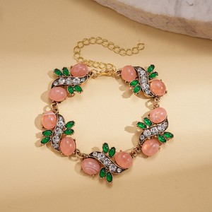 قلادة أوراق هندسية بيضاوية من الراتنج المرصع بالألماس على الطراز الأوروبي والأمريكي، سلسلة ترقوة عصرية، سوار، وحلق أذن بتصميم عتيق - Product Image 5