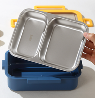 Boîte à lunch isotherme en acier inoxydable 304, compatible micro-ondes, trois compartiments, pour les employés de bureau, les étudiants, légère, type bento
