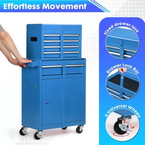 Armadio Portautensili in Acciaio a 5 Cassetti con Carrello <span class=keywords><strong>e</strong></span> Cassetta da Officina, Facile da Montare/Smontare, Set di Utensili Manuali Personalizzabili - Product Image 3