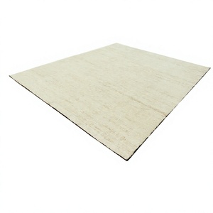 Tapis en laine ivoire noué à la main : Tapis crème minimaliste - Product Image 3