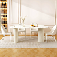 Ensemble de table et de chaises de salle à manger de restaurant moderne et durable en pierre frittée avec couleurs personnalisées, design ovale pour usage commercial