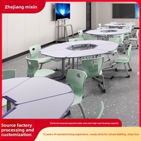 Ensemble de chaises de bureau individuelles personnalisées pour étudiants, bureaux et chaises de classe, tables modulaires trapézoïdales et hexagonales en métal, vente en gros d'usine