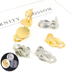 Clip-on <b>Earrings</b> Zinc Alloy Gold Silver Painless No Piercing Ear Clips Invisible Pad DIY Jewelry Accessories - Product Image 1