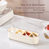Plastic Food-Grade Kitchen Seasoning Box with Integrated Compartmentalized Condiment Storage Set for Salt and MSG