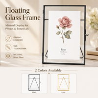 Cadre en verre pressé vide fait main pour spécimens végétaux, 5x7 pouces, double verre, cadre photo flottant, support métallique, vente en gros