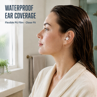 Autocollants d'oreille en gel de silicone et film PU imperméables, transparents, fins et doux pour la natation, le bain et la douche (vente en gros)