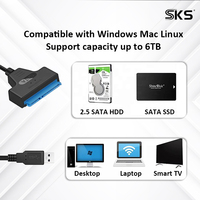 Cable Adaptador USB 3.0 Tipo A Macho a 2.5 SATA III Hembra para HDD SSD