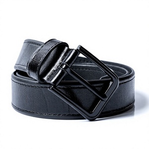 Ceinture en cuir de vachette pour homme ELYSIAN INDUSTRIES avec boucle carrée en alliage, logo personnalisé, style formel, haute qualité, largeur 3,4 cm - Product Image 2